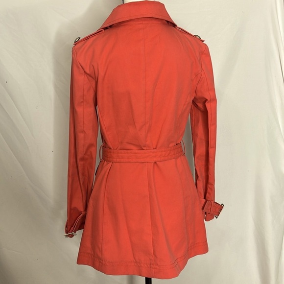 ST JOHN Double Breasted Trench Coat with Hammered Silver Buttons - Picture 3 of 12